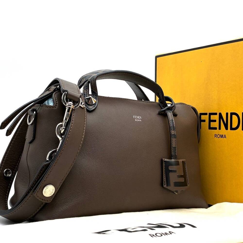 Fendi By The Way Shoulder Bag Handbag Zucca Leather Brown